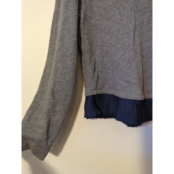 J.Crew Gray Blue Pleated Fringe Long Sleeve Crewneck Sweatshirt Sz XL solid - Picture 4 of 6